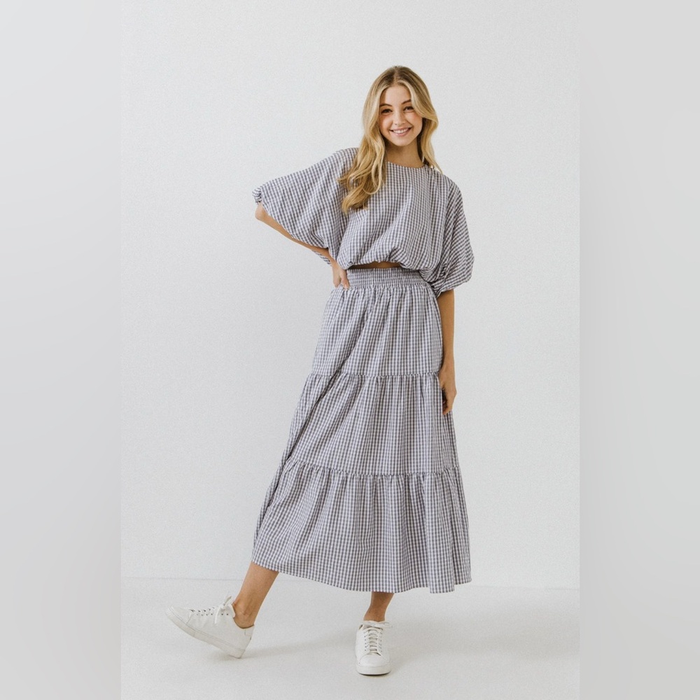 English Factory Gingham Top & Skirt Set